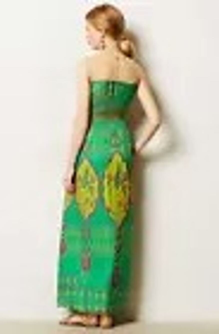 Hemant and Nandita Mintzita Silk Embroidered Green Sleeveless Maxi Dress Size 2
